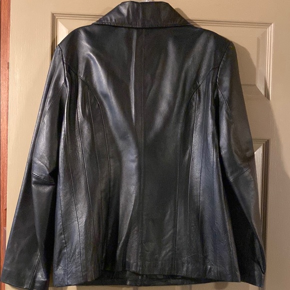 Easy 5th Size Large Women's Black Leather Jacket genuine leather. Excellent co - Picture 7 of 8